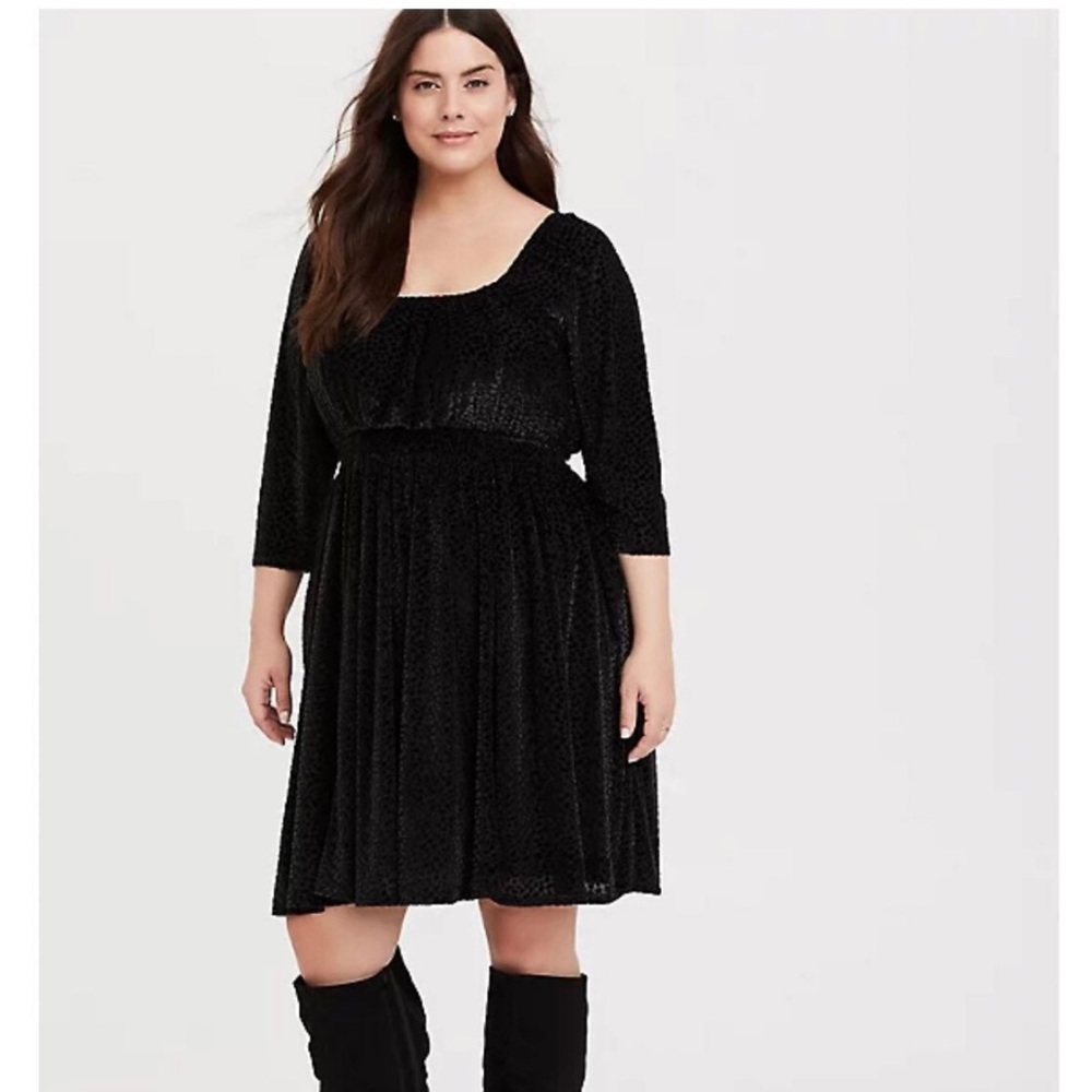 TORRID BLACK MESH FLOCKED SKATER DRESS